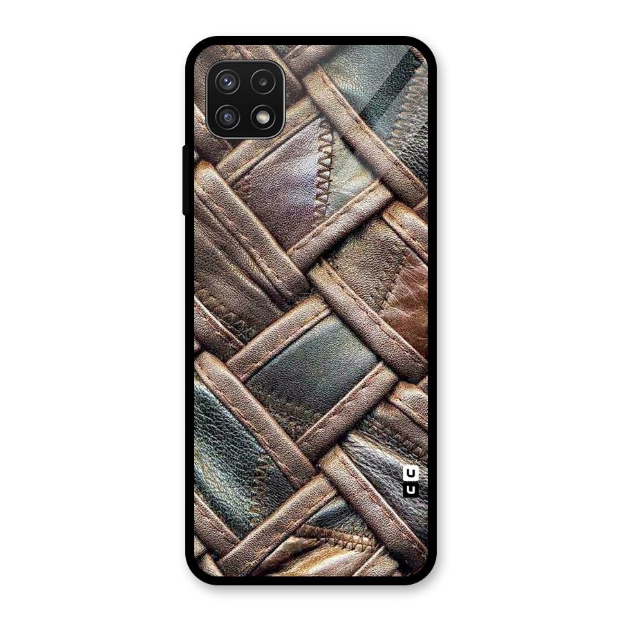 Classic Leather Belt Design Glass Back Case for Galaxy A22 5G