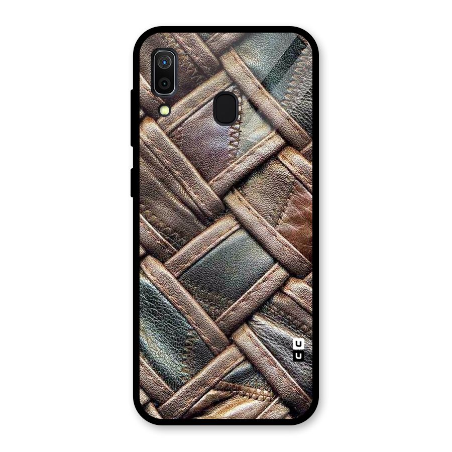 Classic Leather Belt Design Glass Back Case for Galaxy A30
