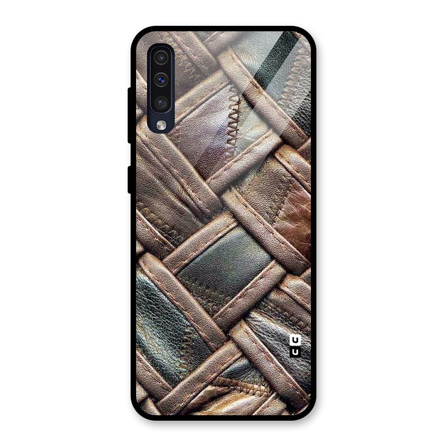 Classic Leather Belt Design Glass Back Case for Galaxy A50s