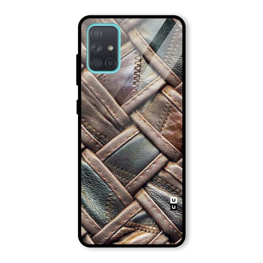 Classic Leather Belt Design Glass Back Case for Galaxy A71