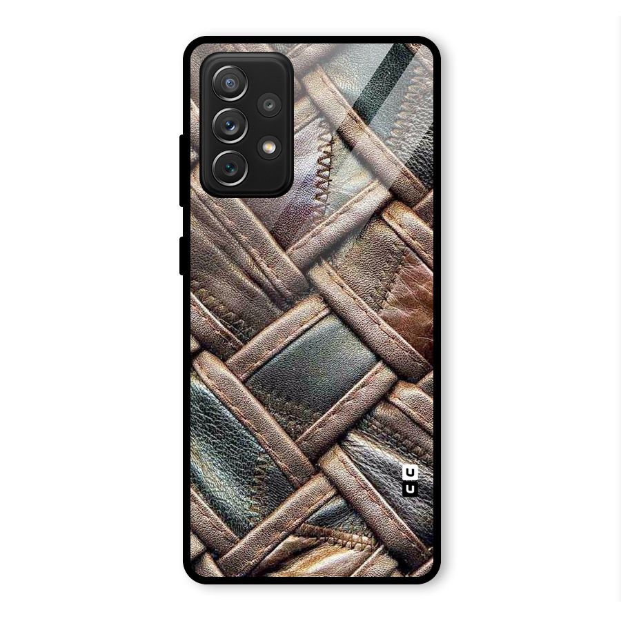 Classic Leather Belt Design Glass Back Case for Galaxy A72