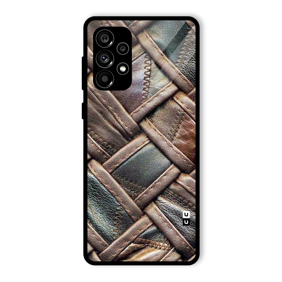 Classic Leather Belt Design Glass Back Case for Galaxy A73 5G