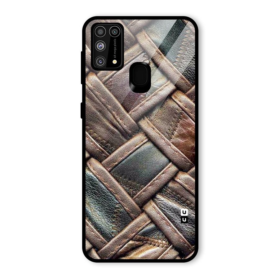 Classic Leather Belt Design Glass Back Case for Galaxy F41