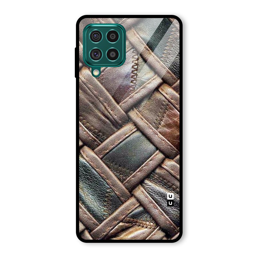 Classic Leather Belt Design Glass Back Case for Galaxy F62