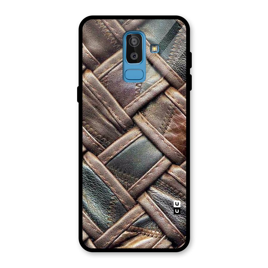 Classic Leather Belt Design Glass Back Case for Galaxy J8