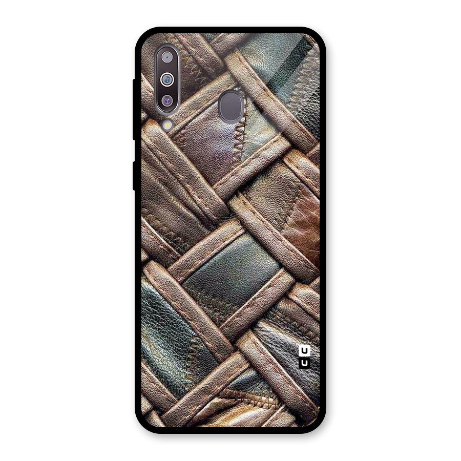 Classic Leather Belt Design Glass Back Case for Galaxy M30