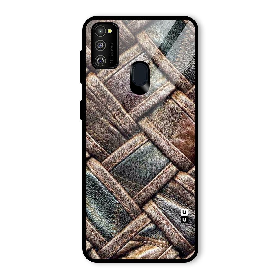 Classic Leather Belt Design Glass Back Case for Galaxy M30s