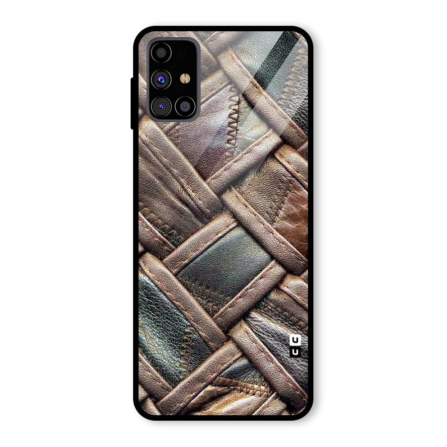 Classic Leather Belt Design Glass Back Case for Galaxy M31s