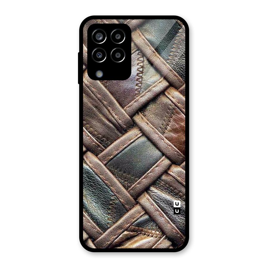 Classic Leather Belt Design Glass Back Case for Galaxy M33