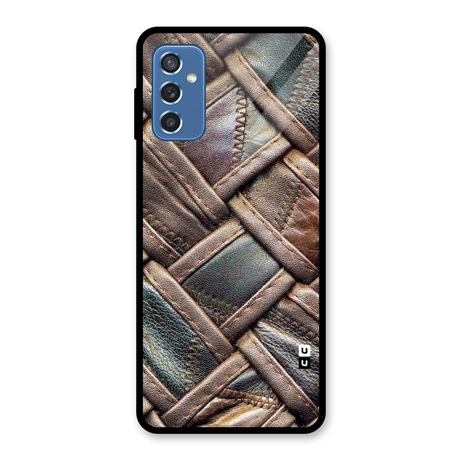 Classic Leather Belt Design Glass Back Case for Galaxy M52 5G