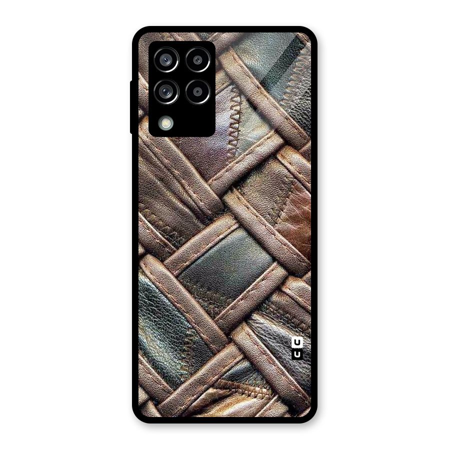 Classic Leather Belt Design Glass Back Case for Galaxy M53 5G