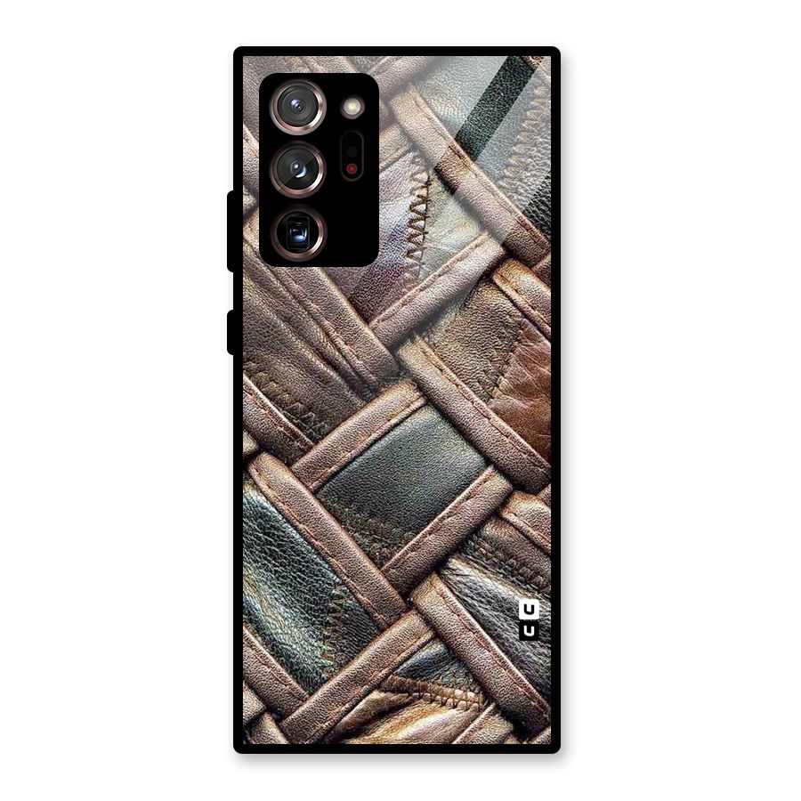 Classic Leather Belt Design Glass Back Case for Galaxy Note 20 Ultra