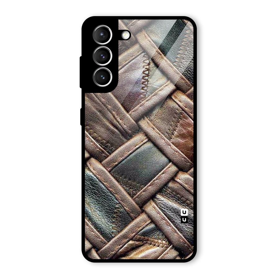 Classic Leather Belt Design Glass Back Case for Galaxy S21 5G