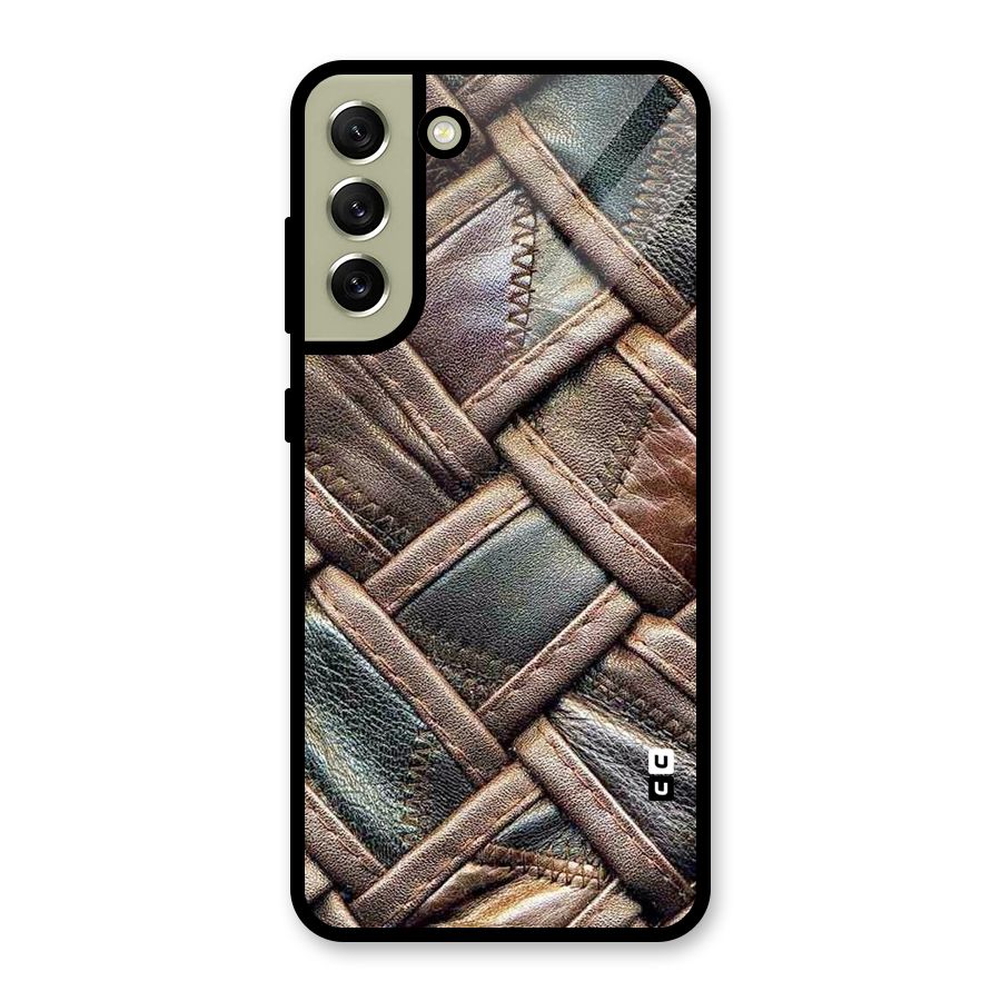 Classic Leather Belt Design Glass Back Case for Galaxy S21 FE 5G