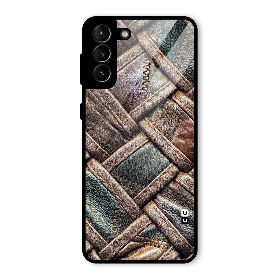 Classic Leather Belt Design Glass Back Case for Galaxy S21 Plus