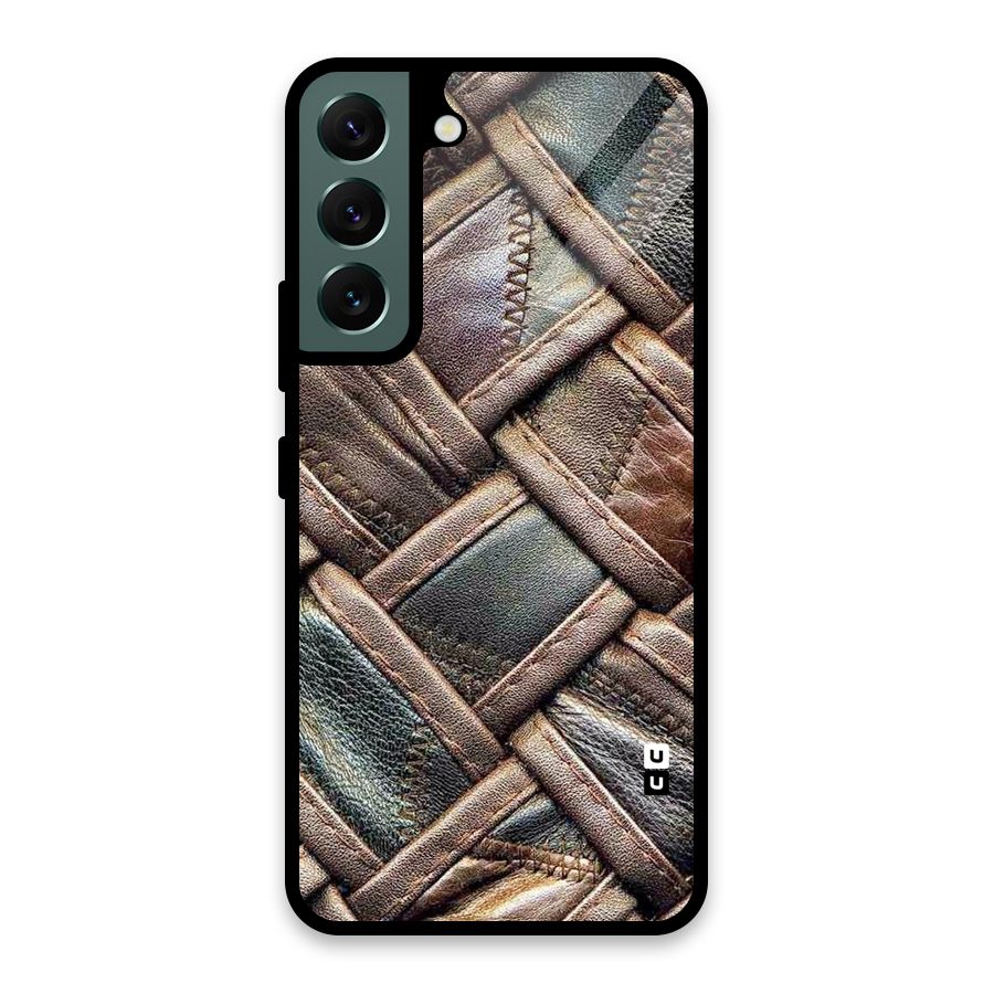 Classic Leather Belt Design Glass Back Case for Galaxy S22 5G