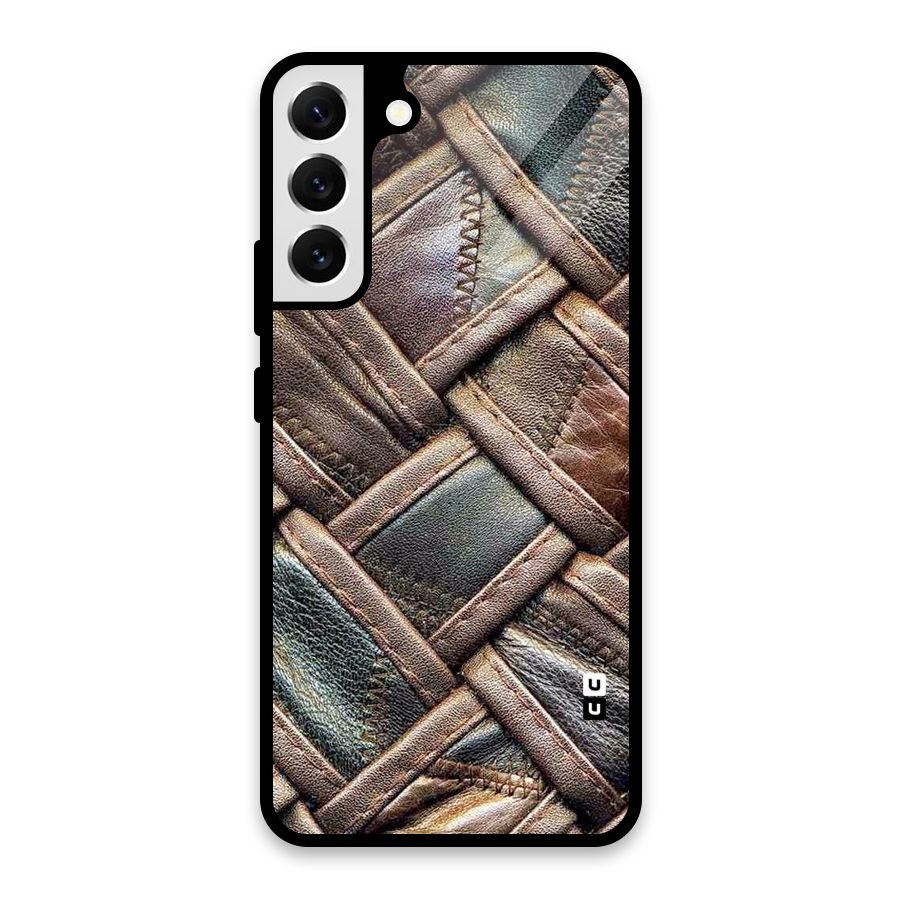 Classic Leather Belt Design Glass Back Case for Galaxy S22 Plus 5G
