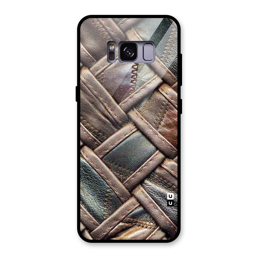 Classic Leather Belt Design Glass Back Case for Galaxy S8