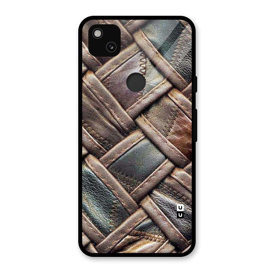 Classic Leather Belt Design Glass Back Case for Google Pixel 4a
