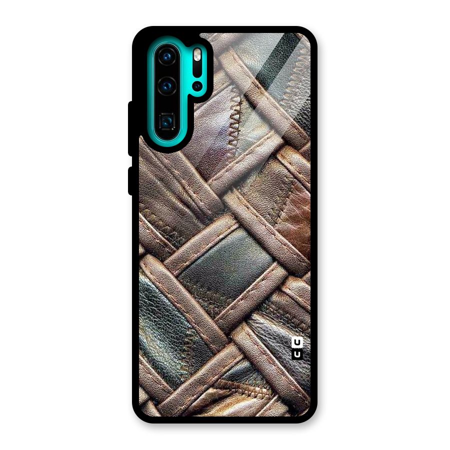 Classic Leather Belt Design Glass Back Case for Huawei P30 Pro