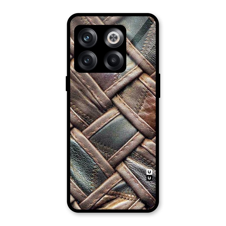 Classic Leather Belt Design Glass Back Case for OnePlus 10T