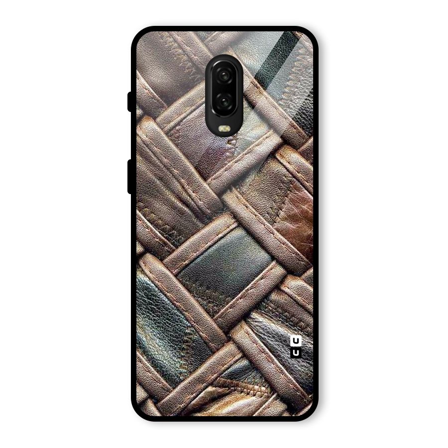 Classic Leather Belt Design Glass Back Case for OnePlus 6T