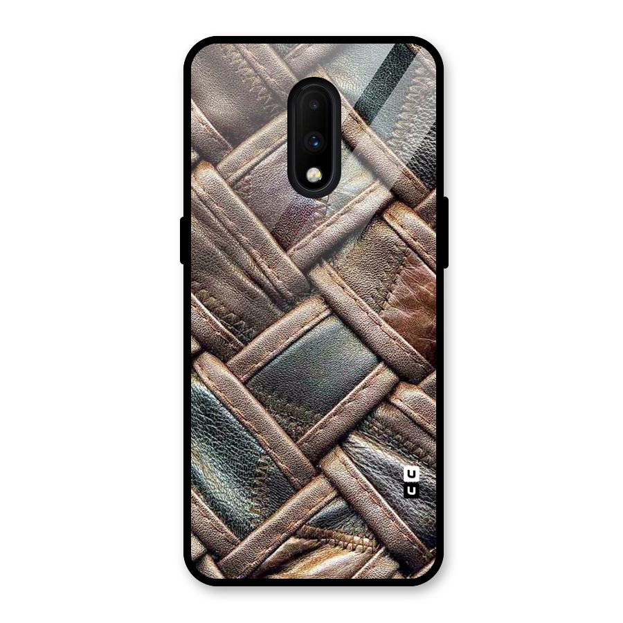 Classic Leather Belt Design Glass Back Case for OnePlus 7
