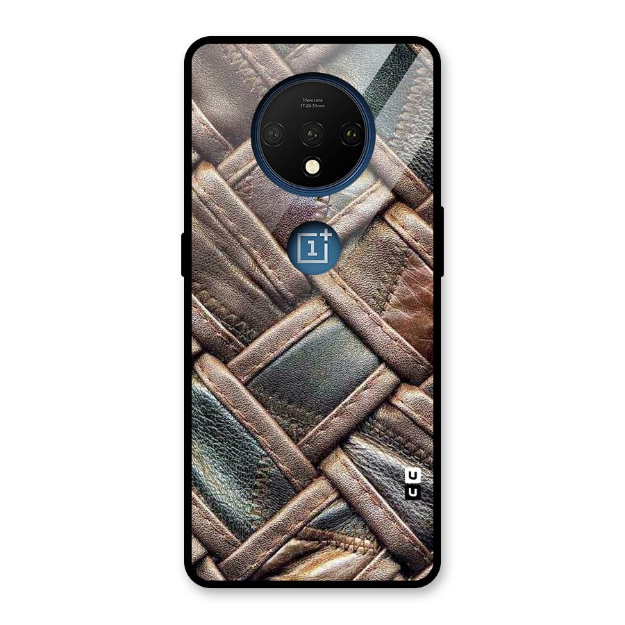 Classic Leather Belt Design Glass Back Case for OnePlus 7T