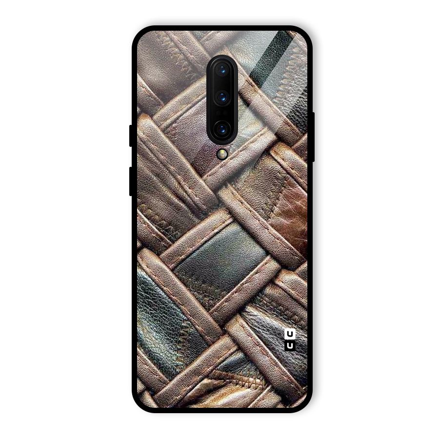 Classic Leather Belt Design Glass Back Case for OnePlus 7 Pro