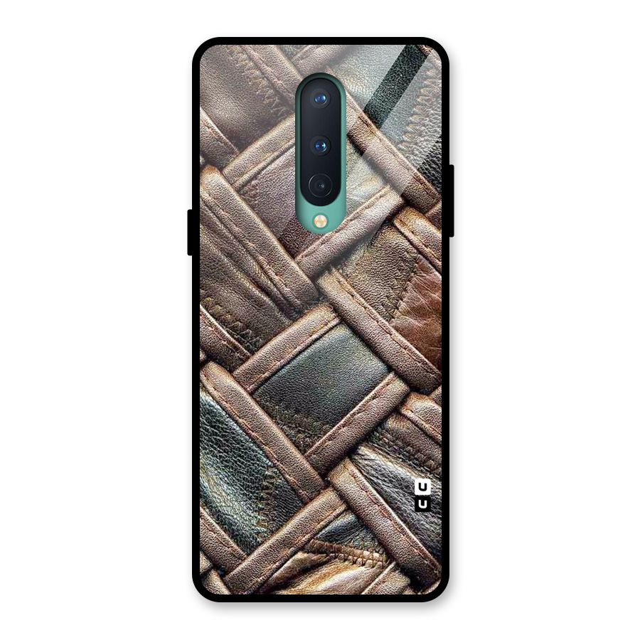 Classic Leather Belt Design Glass Back Case for OnePlus 8