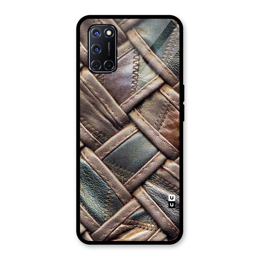 Classic Leather Belt Design Glass Back Case for Oppo A52
