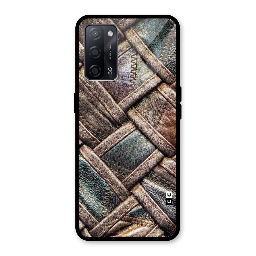 Classic Leather Belt Design Glass Back Case for Oppo A53s 5G