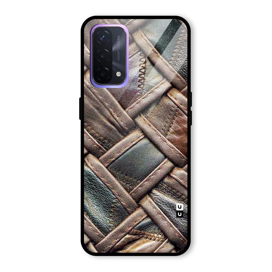 Classic Leather Belt Design Glass Back Case for Oppo A74 5G