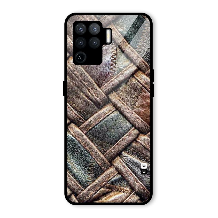 Classic Leather Belt Design Glass Back Case for Oppo F19 Pro