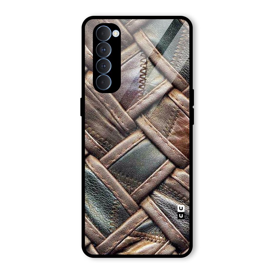 Classic Leather Belt Design Glass Back Case for Oppo Reno4 Pro
