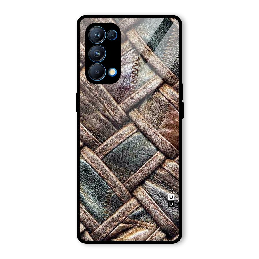Classic Leather Belt Design Glass Back Case for Oppo Reno5 Pro 5G
