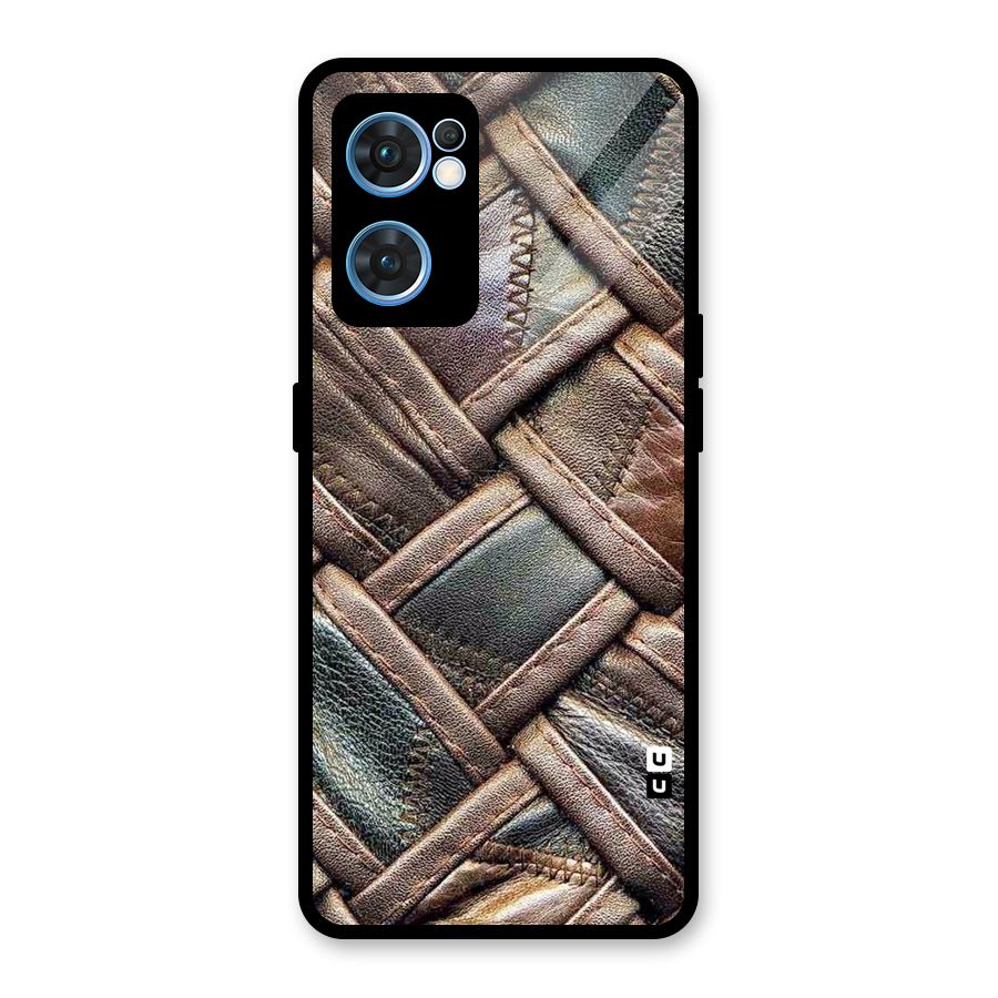 Classic Leather Belt Design Glass Back Case for Oppo Reno7 5G