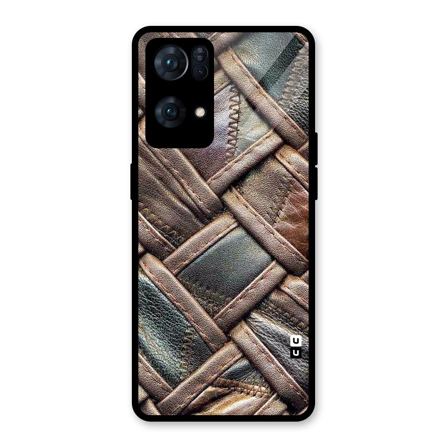 Classic Leather Belt Design Glass Back Case for Oppo Reno7 Pro 5G