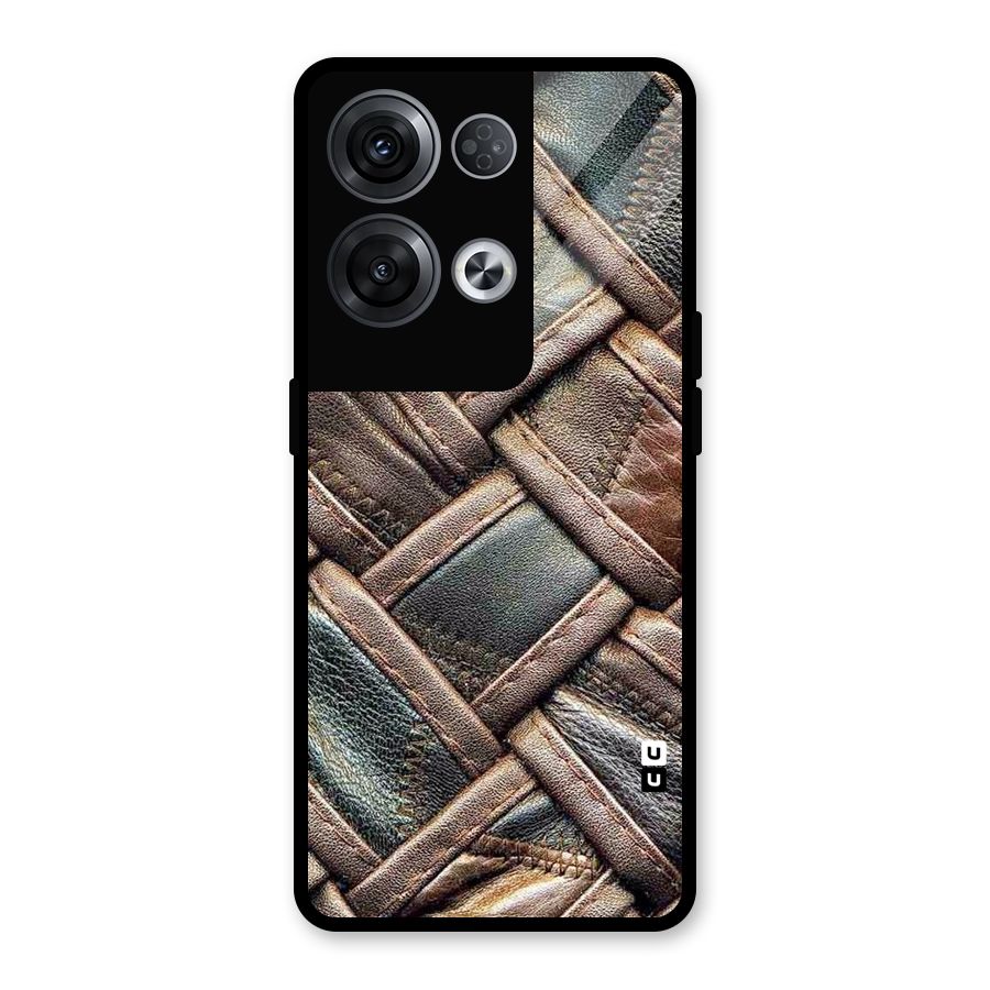 Classic Leather Belt Design Glass Back Case for Oppo Reno8 Pro 5G