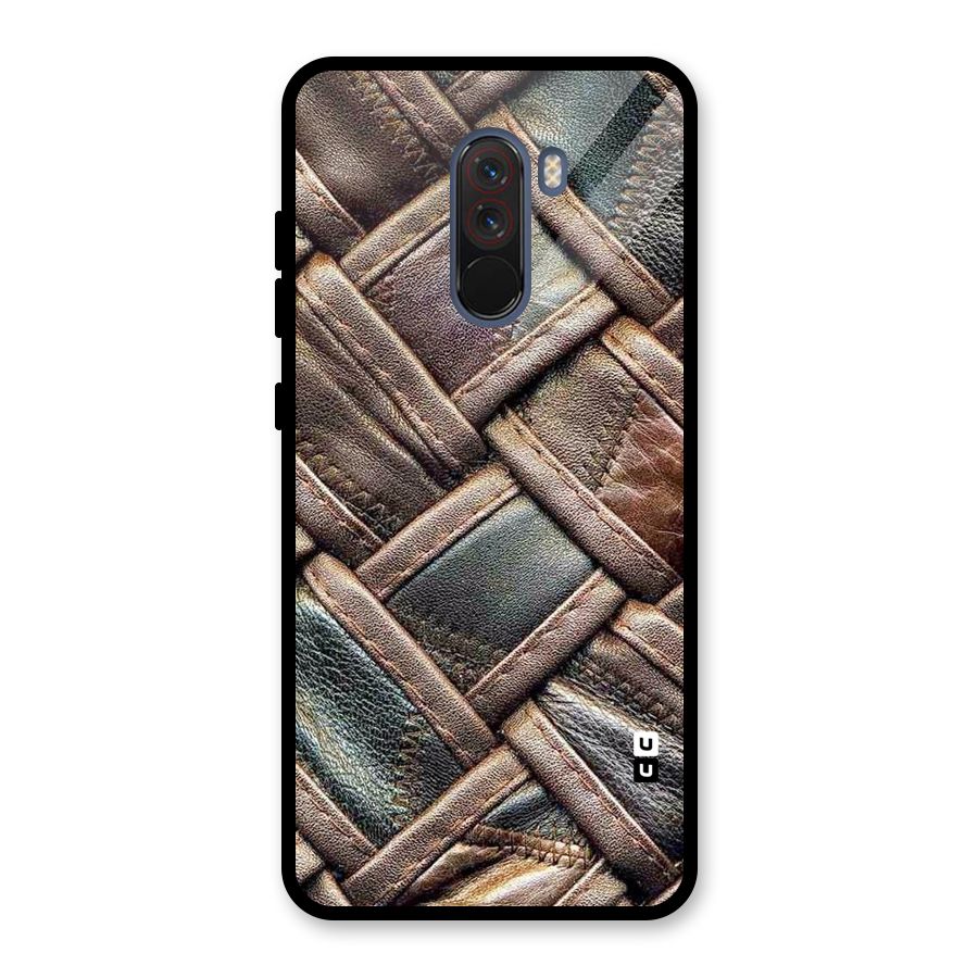 Classic Leather Belt Design Glass Back Case for Poco F1