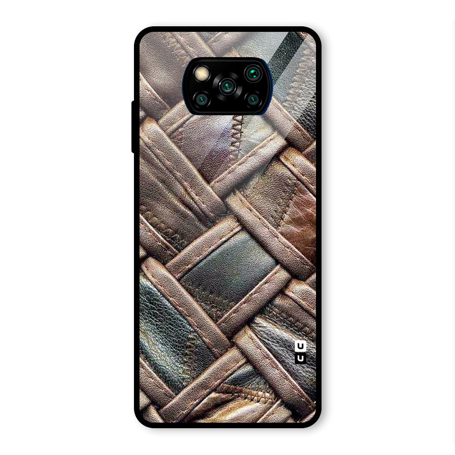 Classic Leather Belt Design Glass Back Case for Poco X3 Pro