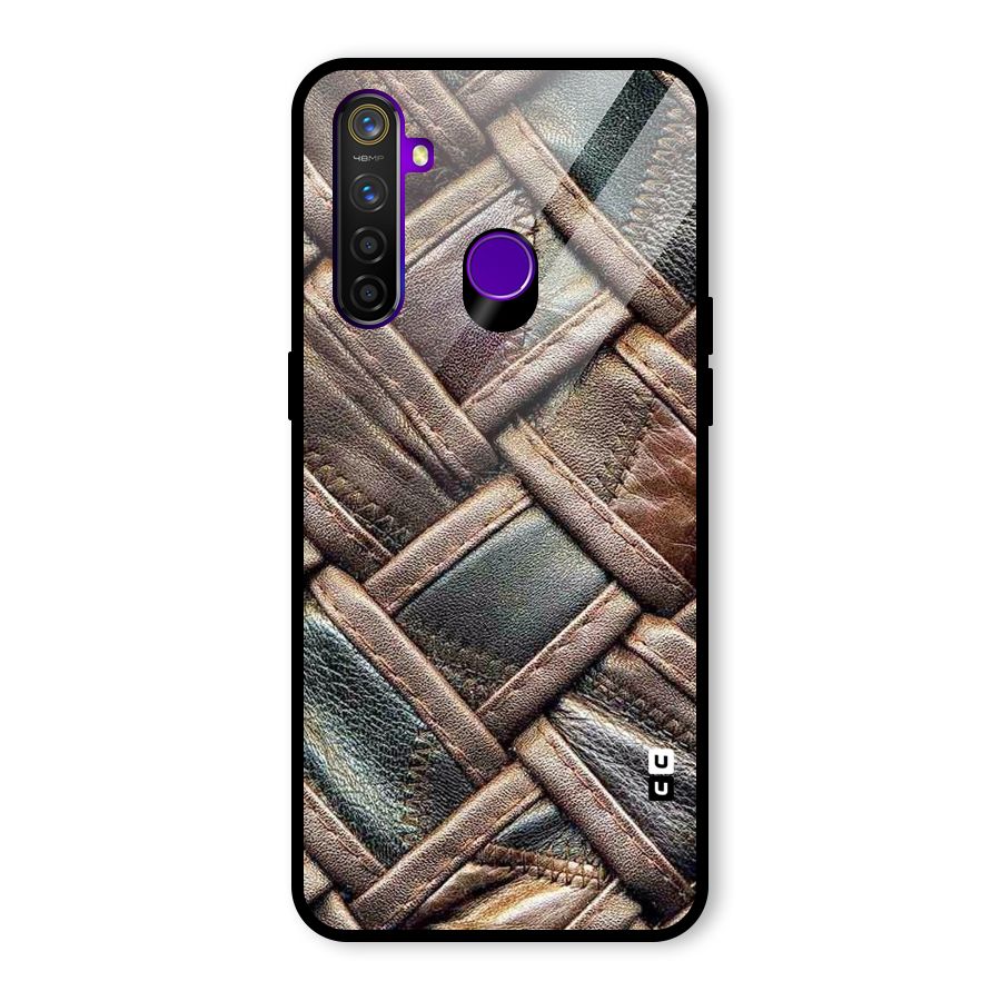 Classic Leather Belt Design Glass Back Case for Realme 5 Pro