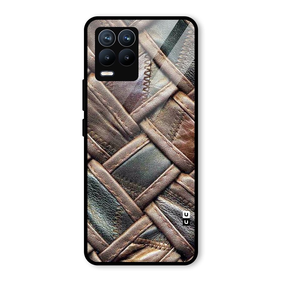 Classic Leather Belt Design Glass Back Case for Realme 8 Pro