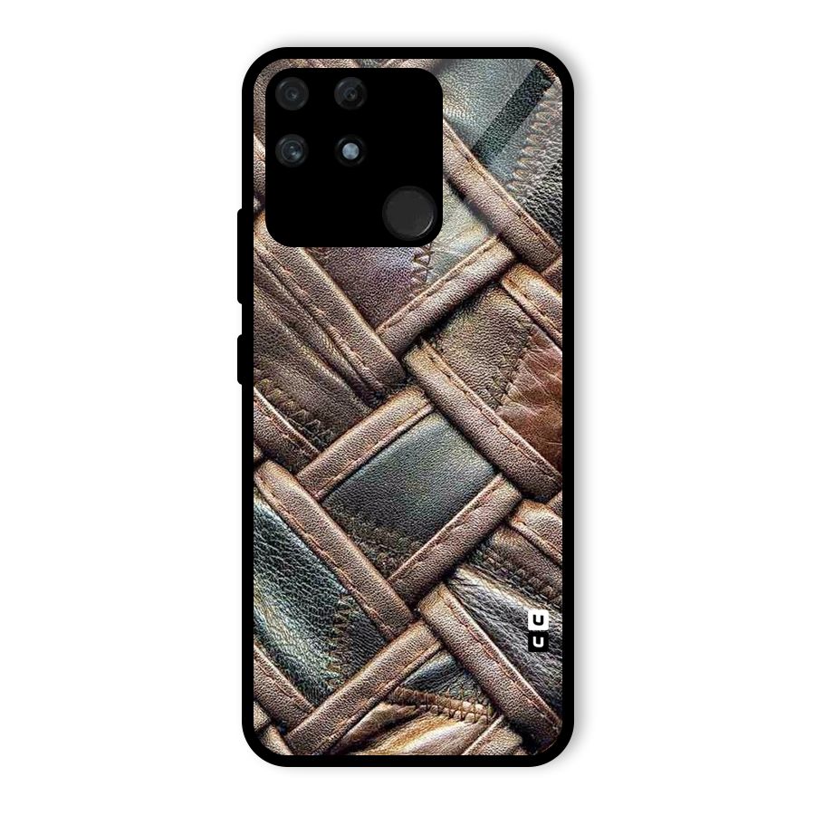 Classic Leather Belt Design Glass Back Case for Realme Narzo 50A