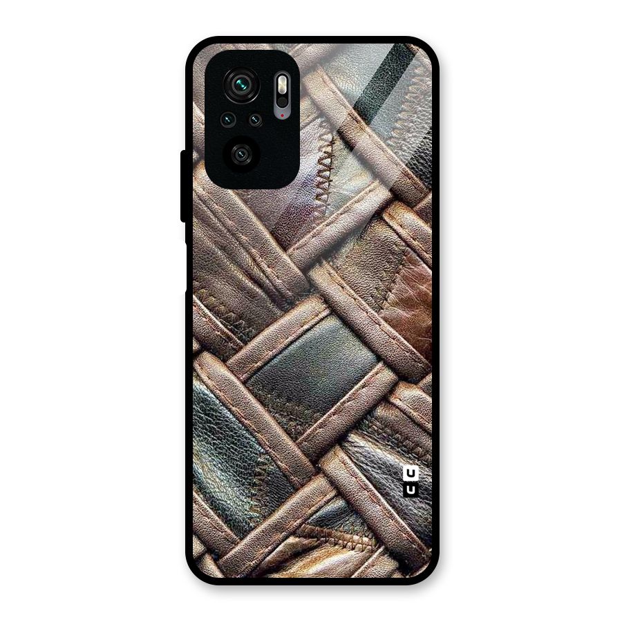Classic Leather Belt Design Glass Back Case for Redmi Note 10S