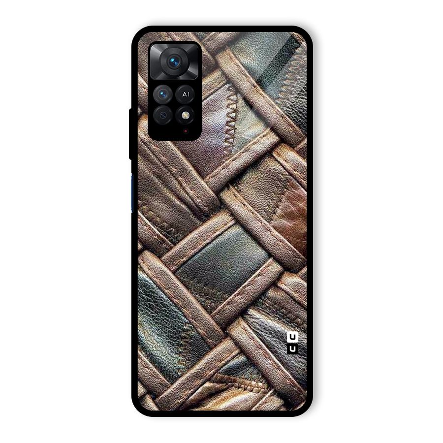 Classic Leather Belt Design Glass Back Case for Redmi Note 11 Pro Plus 5G