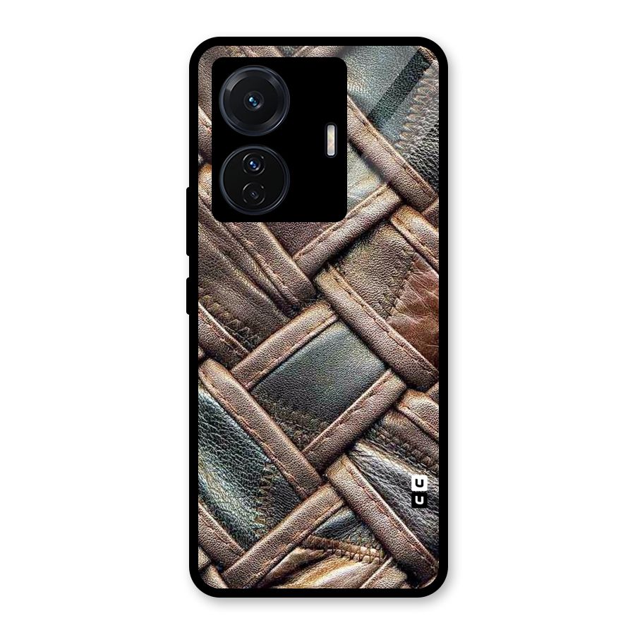 Classic Leather Belt Design Glass Back Case for Vivo T1 Pro