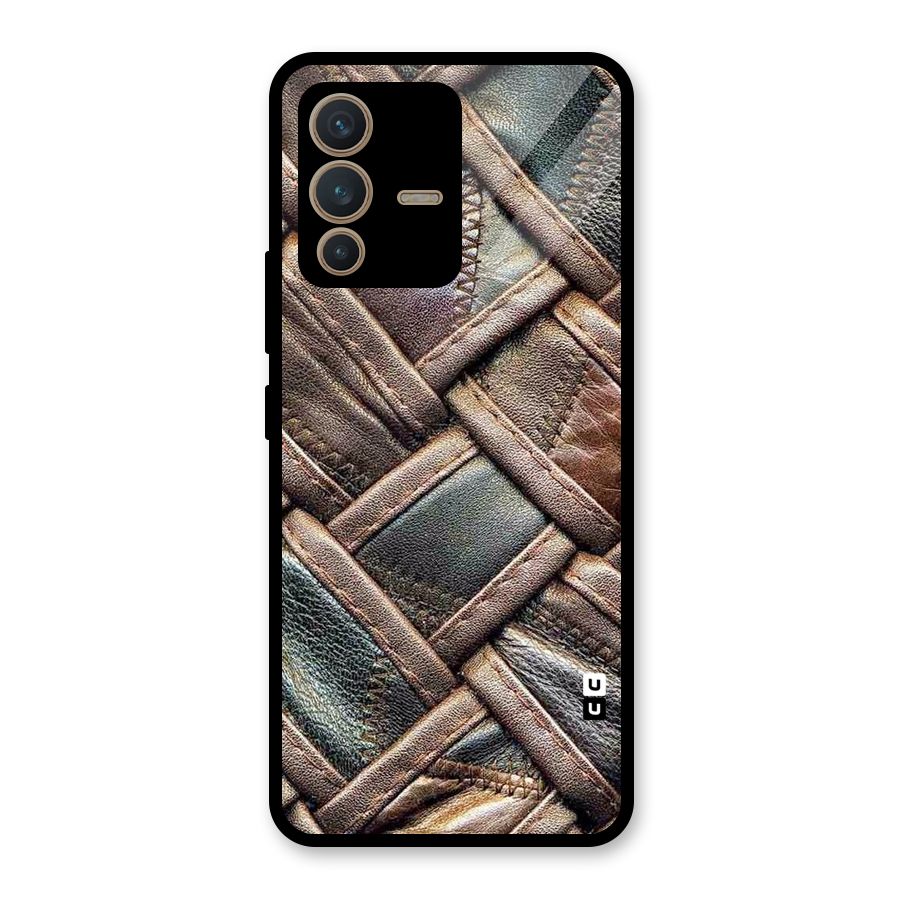 Classic Leather Belt Design Glass Back Case for Vivo V23 5G
