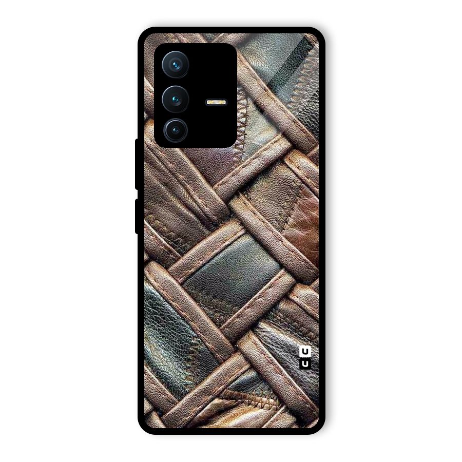 Classic Leather Belt Design Glass Back Case for Vivo V23 Pro