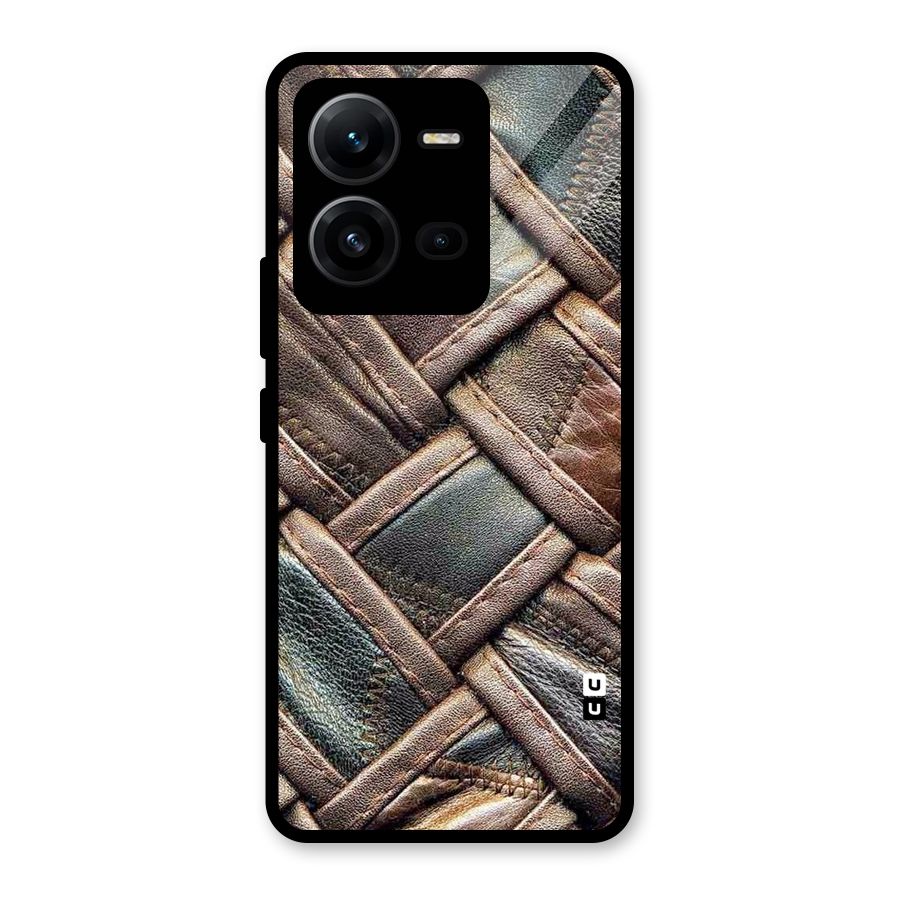 Classic Leather Belt Design Glass Back Case for Vivo V25